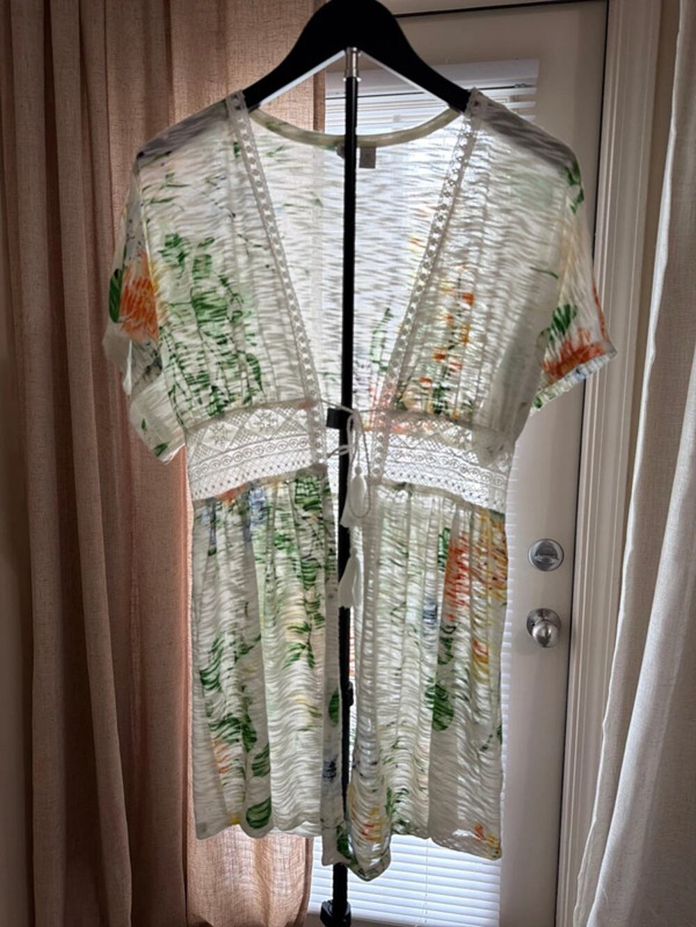 Lauren Conrad kimono orange grain print XS 2694
